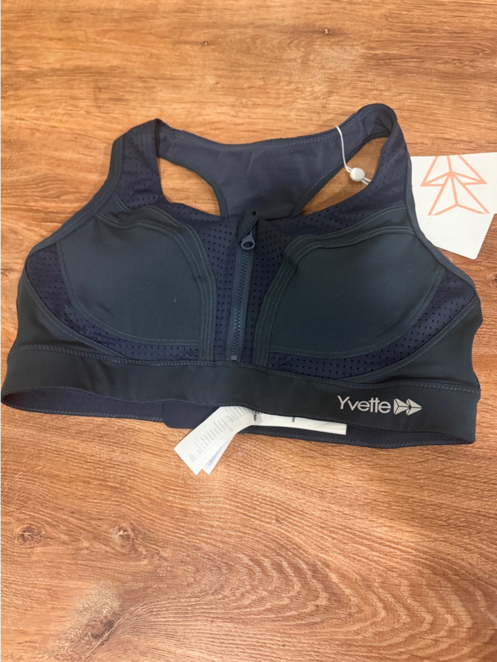 Yvette High-Impact Front-Zip Sports Bra in Dark Navy​
